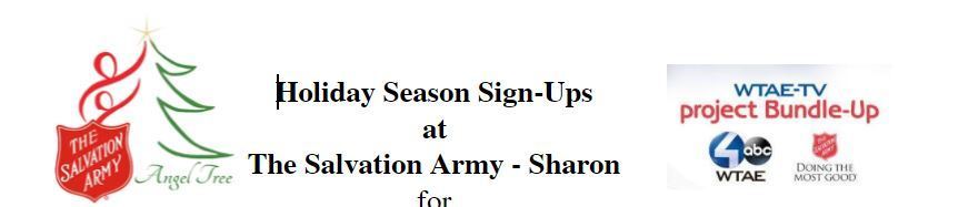 Holiday Season Sign Ups - The Salvation Army - Sharon