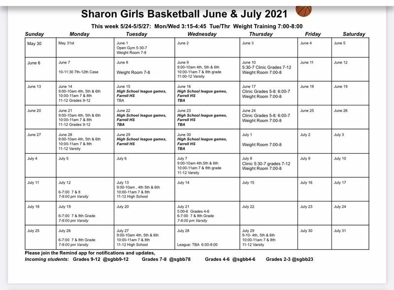 2021 Sharon Summer Girl's Basketball